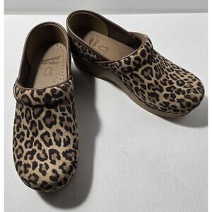 Dansko Women's Pro Leopard Suede Clogs Shoes Sz US 6.5-7 EU 37